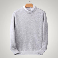 Maximilian | Herren Klassischer Rundhals-Strickpullover in Grau