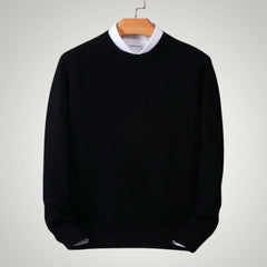 Maximilian | Herren Klassischer Rundhals-Strickpullover in Schwarz