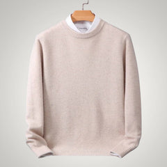Maximilian | Herren Klassischer Rundhals-Strickpullover in Beige