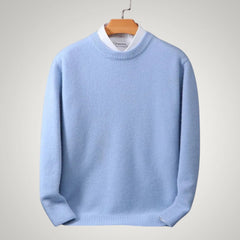 Maximilian | Herren Klassischer Rundhals-Strickpullover in Hellblau
