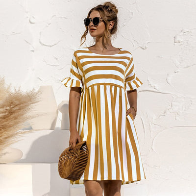 Daria - Sommerkleid Mit Rundhalsausschnitt Und Streifen Für Damen