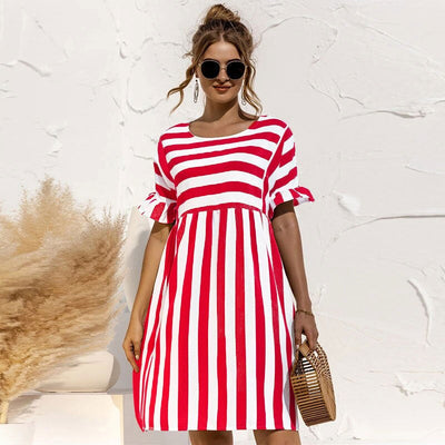 Daria - Sommerkleid Mit Rundhalsausschnitt Und Streifen Für Damen