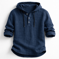 Alton - Atmungsaktiver Leinen-Hoodie in Dunkelblau