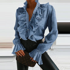 Viola - Chiffon Bluse - Geplisseert in Blau