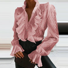 Viola - Chiffon Bluse - Geplisseert in Rosa