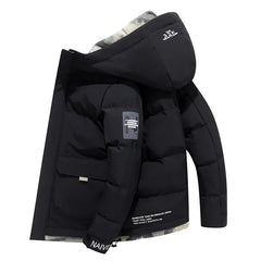 Taktische Outdoor Pufferjacke mit Kapuze in Schwarz