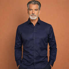 Slim-Fit Herrenhemd mit langen Ärmeln für Business- und Freizeitoutfits | Reinout in Dunkelblau