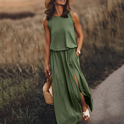 Ärmelloses Kleid mit Schlitz für Damen