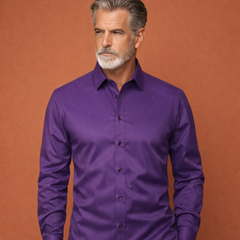 Slim-Fit Herrenhemd mit langen Ärmeln für Business- und Freizeitoutfits | Reinout in Dunkellila