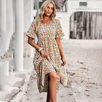 Doris - Schickes Sommerkleid Mit Blumenmuster Für Damen