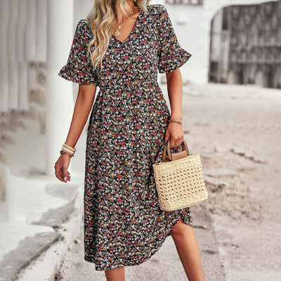 Doris - Schickes Sommerkleid Mit Blumenmuster Für Damen