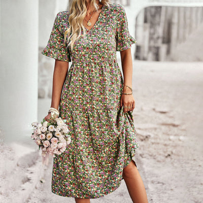 Doris - Schickes Sommerkleid Mit Blumenmuster Für Damen