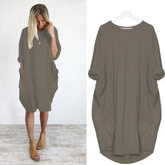 Renate® | Oversize-Kleid mit Taschen in Dunkelgrau
