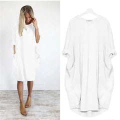 Renate® | Oversize-Kleid mit Taschen in Weiß