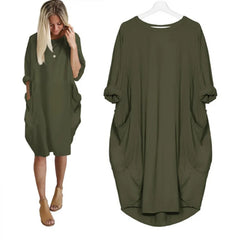 Renate® | Oversize-Kleid mit Taschen in Olivgrün