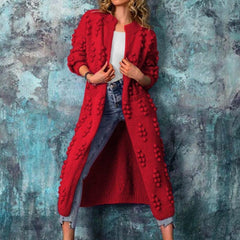 Laura | Lange Strickjacke Trenchstil in Rot