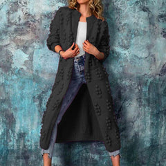Laura | Lange Strickjacke Trenchstil in Schwarz