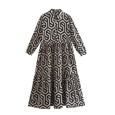 Drusilla - Damenkleid Mit V Ausschnitt Und Geometrischem Muster