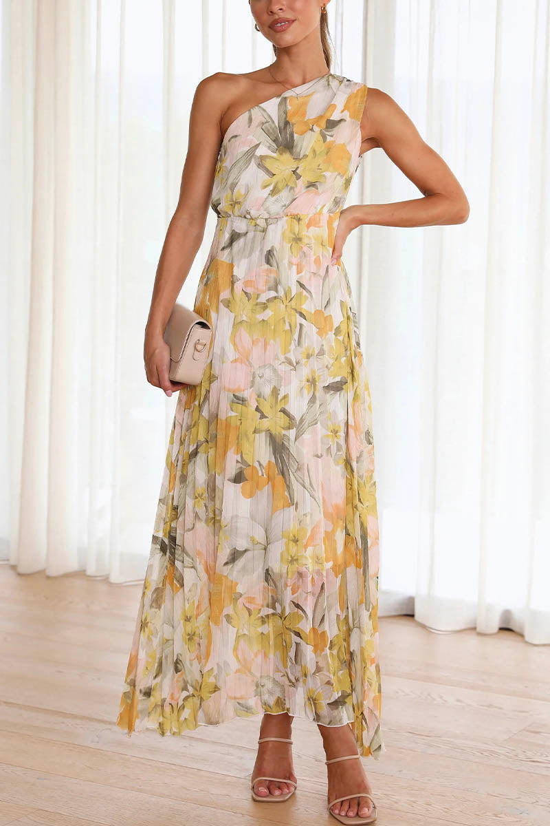 Dunja - Schulterfreies Maxikleid Mit Blumenmuster Für Damen