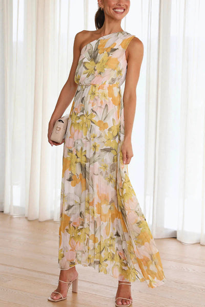 Dunja - Schulterfreies Maxikleid Mit Blumenmuster Für Damen