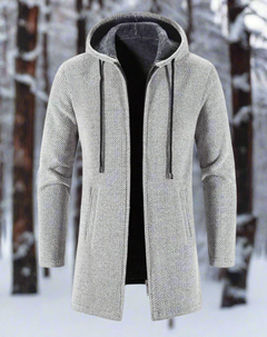 Weicher, warmer, eleganter Kaschmir-Mantel für Herren in Hellgrau