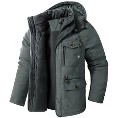 Warmer Herren Wintermantel | Wind- & Wasserdicht | Outdoor Mantel in Hellgrau