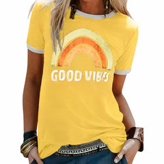 Good Vibes Sommer-T-Shirt für Damen in Gelb
