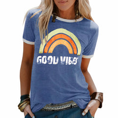 Good Vibes Sommer-T-Shirt für Damen in Blau