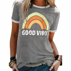 Good Vibes Sommer-T-Shirt für Damen in Grau