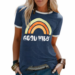 Good Vibes Sommer-T-Shirt für Damen in Dunkelblau