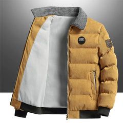 Warme Winterjacke mit Reißverschluss für Männer in Braun