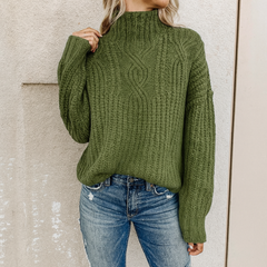 Elegantes Damen Rollkragen-Sweatshirt – warmer, zeitloser Pullover für jeden Anlass in Grün
