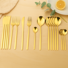 Edric | 24-teiliges Edelstahl-Servierset in Gold