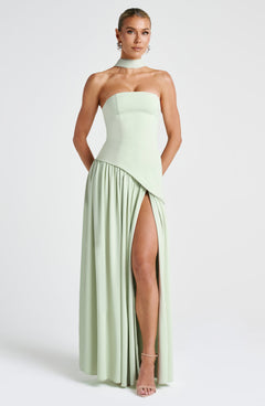Lina | Damen Bandeau Seitenschlitzen Hochzeitsgastkleid in Grün