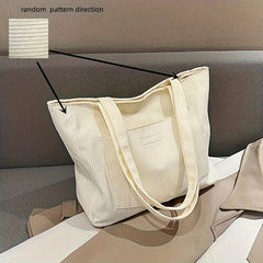 Elegante Damen-Cordhandtasche aus vielseitigem veganem Leder in Weiß