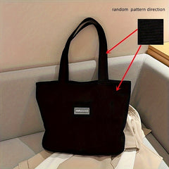 Elegante Damen-Cordhandtasche aus vielseitigem veganem Leder in Schwarz