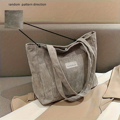 Elegante Damen-Cordhandtasche aus vielseitigem veganem Leder in Hellgrau