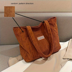 Elegante Damen-Cordhandtasche aus vielseitigem veganem Leder in Braun