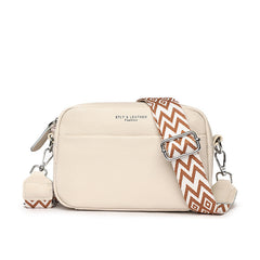 Elegante Damen-Handtasche aus echtem Leder, strapazierfähiges Polyester-Baumwoll-Mischgewebe in Beige