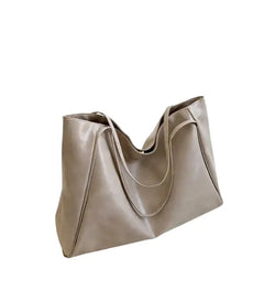 Elegante Damen-Schultertasche, mittelgroß, aus hochwertigem Synthetikgewebe in Beige