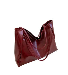Elegante Damen-Schultertasche, mittelgroß, aus hochwertigem Synthetikgewebe in Rot