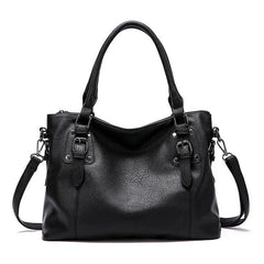 Elegante Damen-Schultertasche aus strapazierfähigem Echtleder in Schwarz