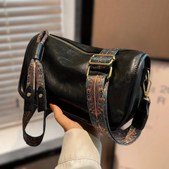 Elegante Damen-Schultertasche aus veganem Leder in Schwarz