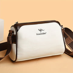 Elegante Damen-Umhängetasche aus funktionalem veganem Leder in Beige