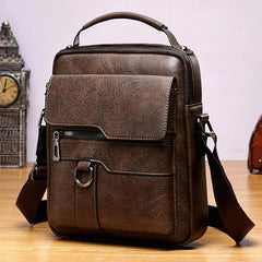 Elegante Damenhandtasche, zeitloses Design, Leder in Dunkelbraun