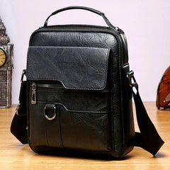 Elegante Damenhandtasche, zeitloses Design, Leder in Schwarz