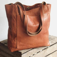 Elegante Damenhandtasche aus funktionalem, weichem Leder in Braun