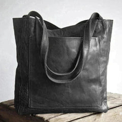 Elegante Damenhandtasche aus funktionalem, weichem Leder in Schwarz