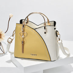 Elegante Damenhandtasche aus stilvollem PU-Leder mit geräumigem Design in Gelb/Weiß