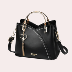 Elegante Damenhandtasche aus stilvollem veganem Leder in Schwarz